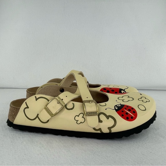 Birki’s Dorian Ladybird Sandals Women’s 8 Ladybug Cream Birkenstock Clogs - Picture 3 of 16